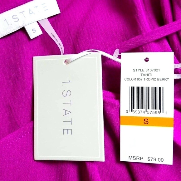 1. State Tahiti Tassel Trim Blouse Tropic Berry - Picture 6 of 8